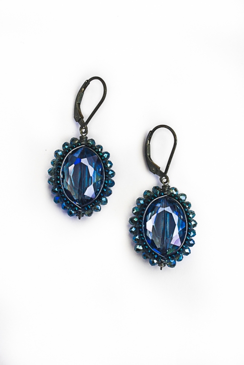 Denim Quartz and Blue Sapphire Earrings by Dana Kellin 