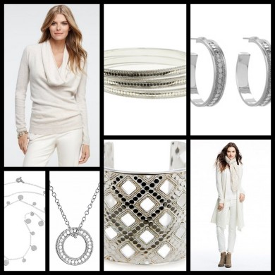 Anna Beck paired with winter white cashmere all one tone